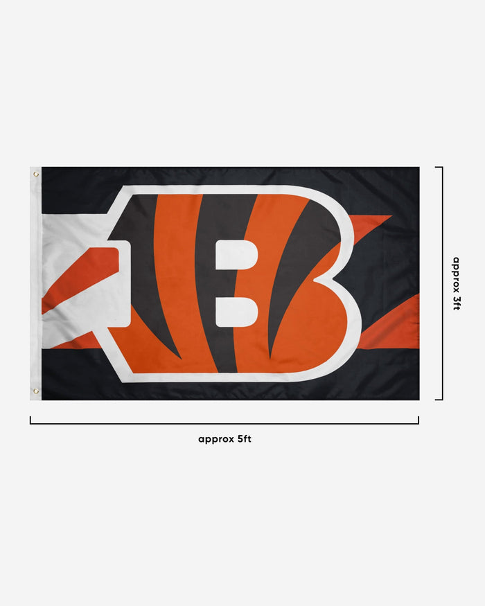 Cincinnati Bengals Big Logo Team Stripe Horizontal Flag FOCO - FOCO.com