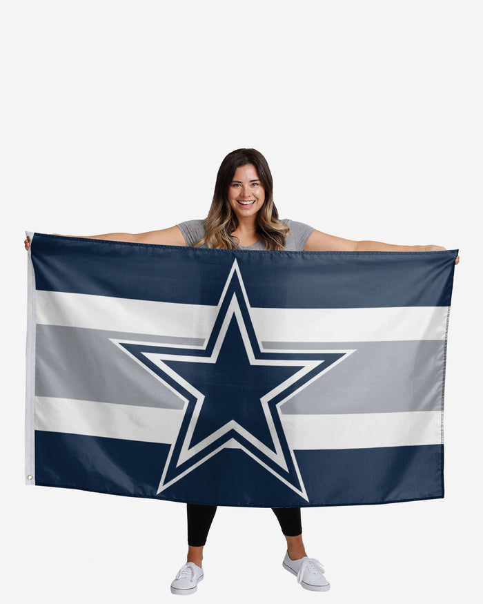 Dallas Cowboys Big Logo Team Stripe Horizontal Flag FOCO - FOCO.com