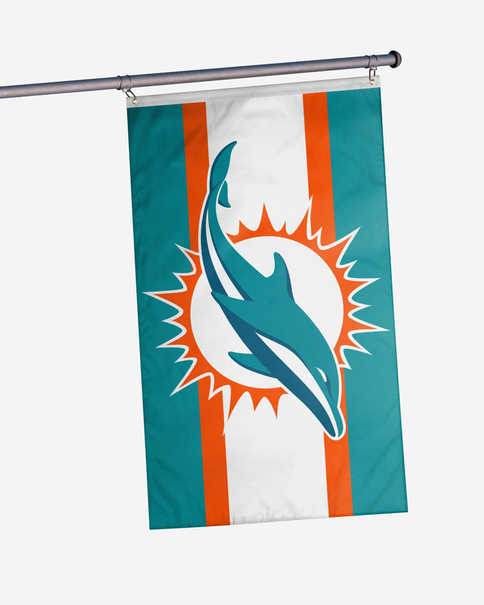 Miami Dolphins Big Logo Team Stripe Horizontal Flag FOCO - FOCO.com