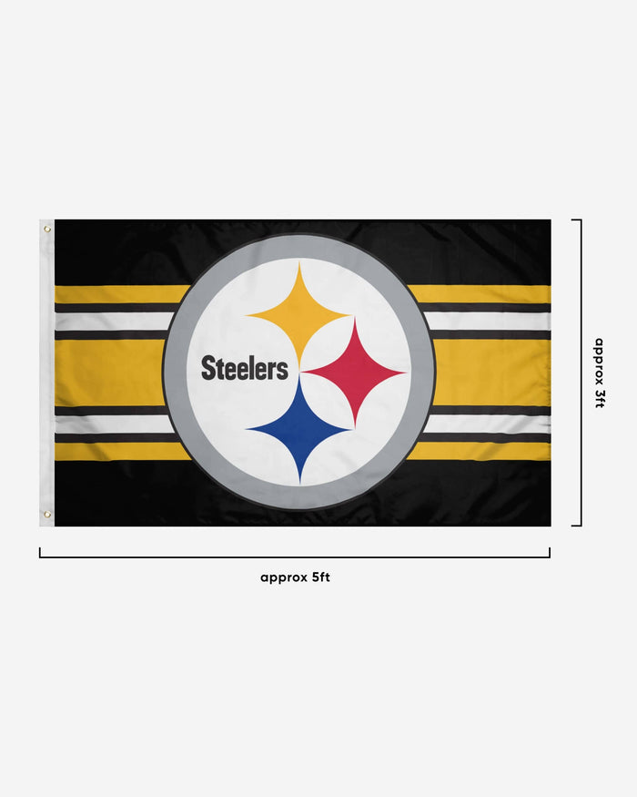 Pittsburgh Steelers Big Logo Team Stripe Horizontal Flag FOCO - FOCO.com