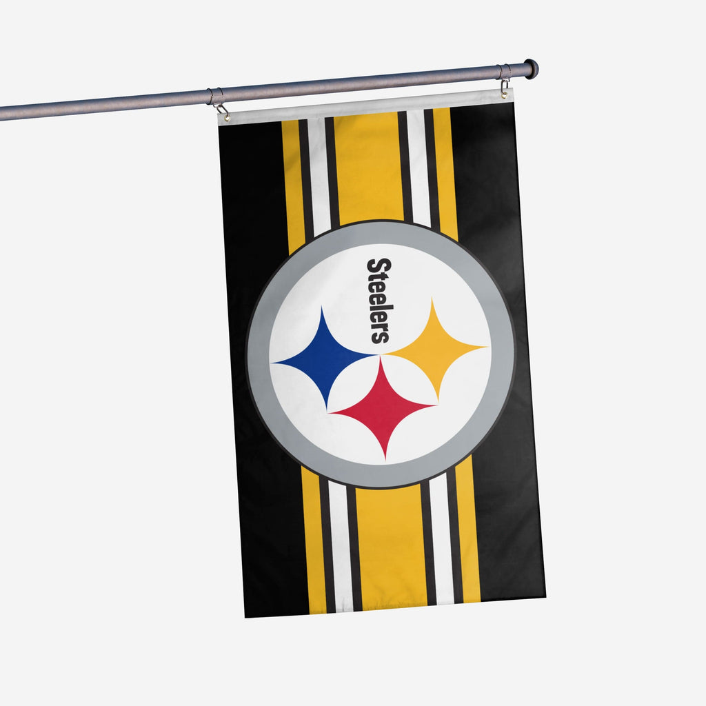 Pittsburgh Steelers Big Logo Team Stripe Horizontal Flag FOCO - FOCO.com