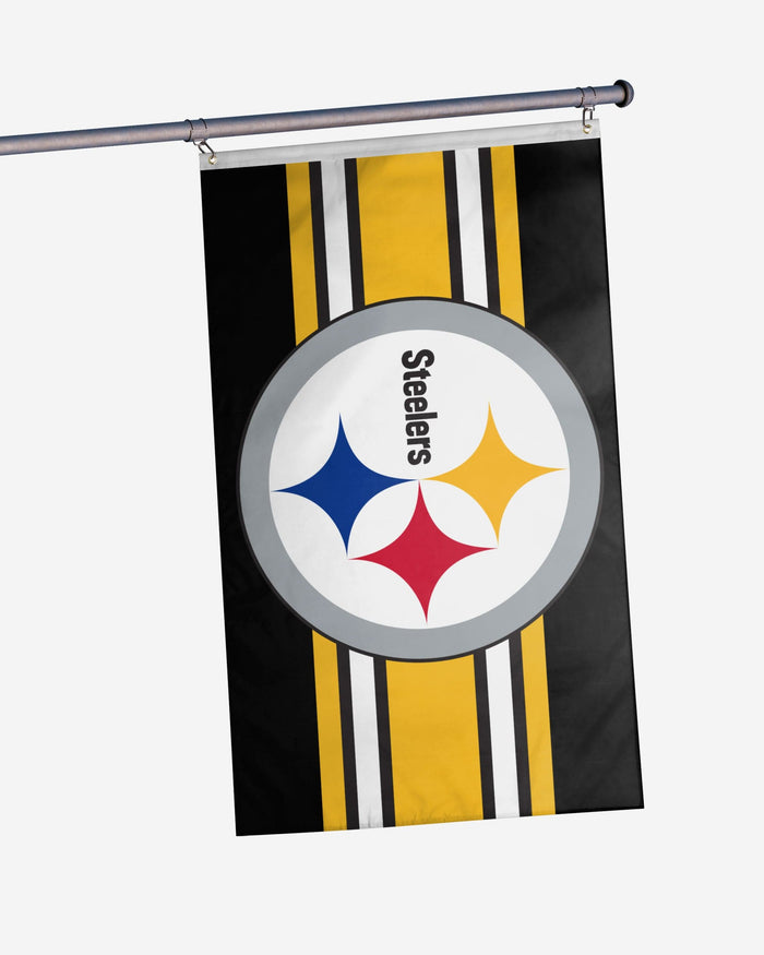 Pittsburgh Steelers Big Logo Team Stripe Horizontal Flag FOCO - FOCO.com