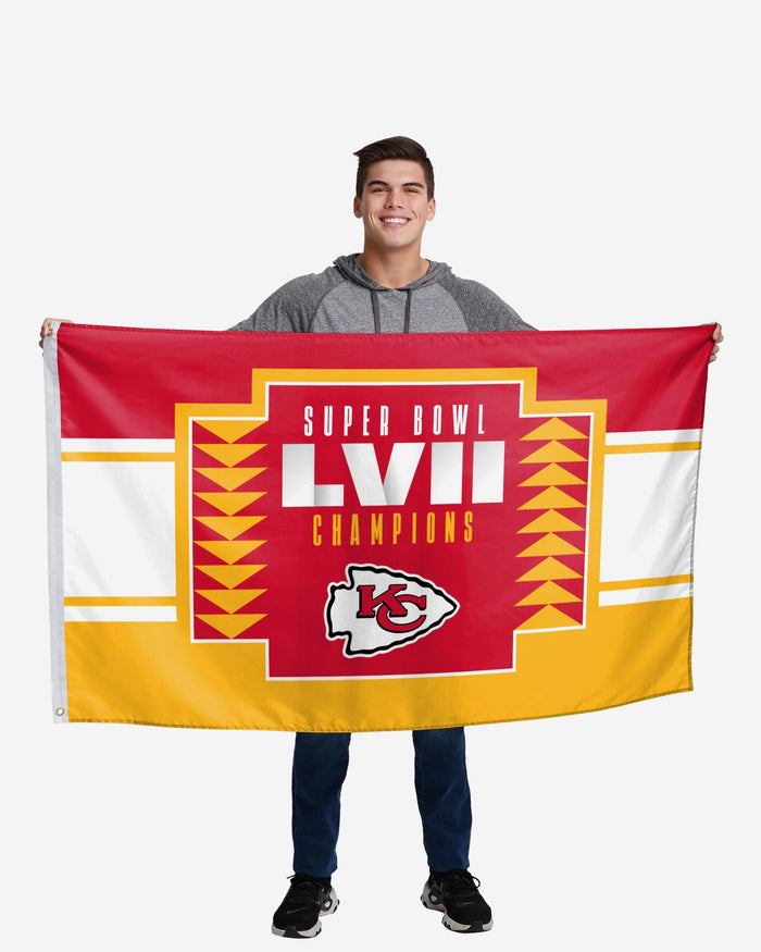 Kansas City Chiefs Super Bowl LVII Champions Horizontal Flag FOCO - FOCO.com