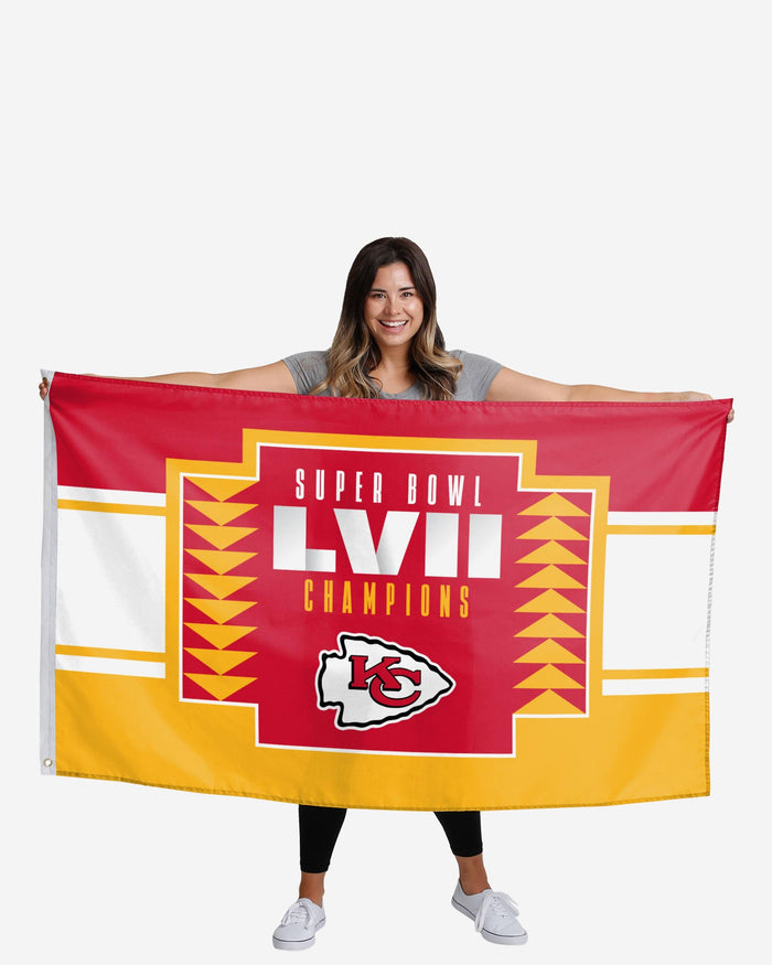 Kansas City Chiefs Super Bowl LVII Champions Horizontal Flag FOCO - FOCO.com