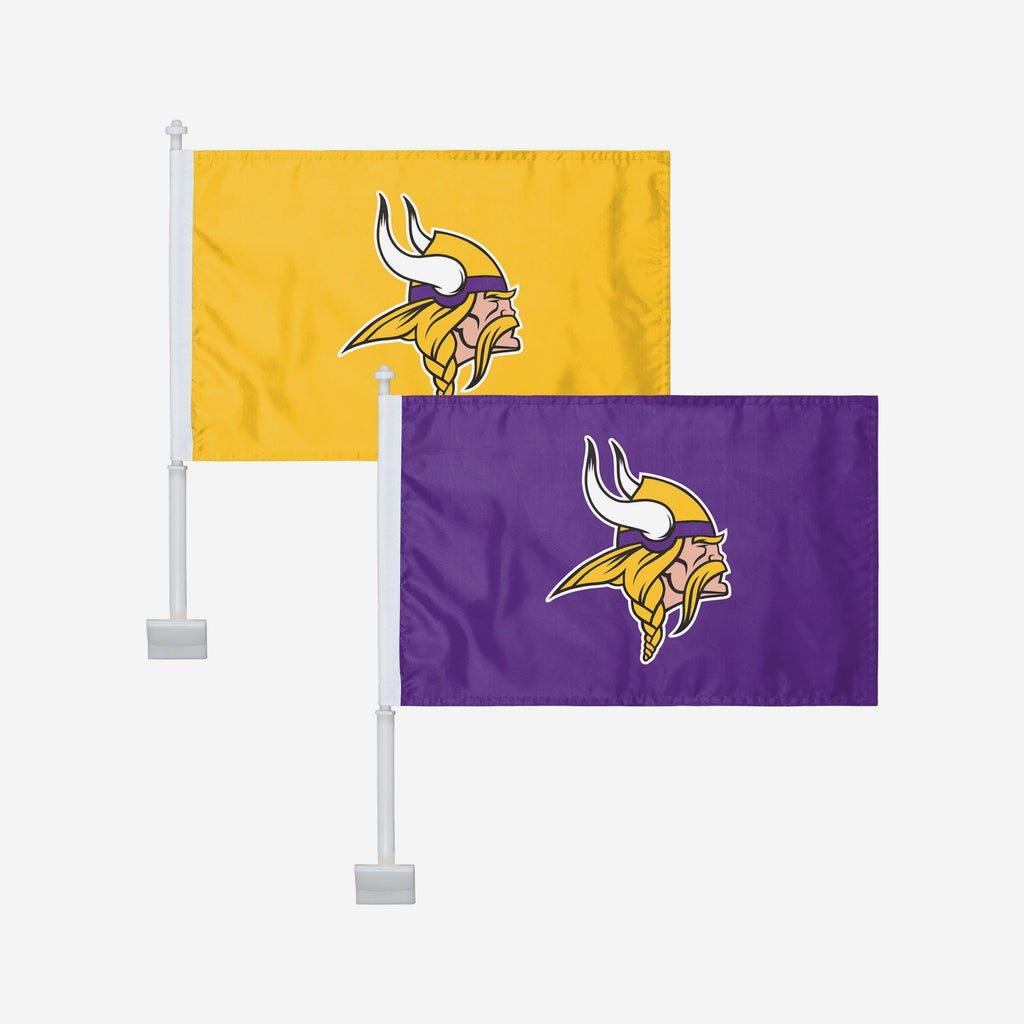 Minnesota Vikings 2 Pack Solid Car Flag FOCO - FOCO.com