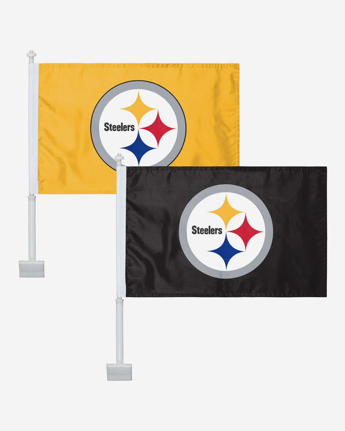 Pittsburgh Steelers 2 Pack Solid Car Flag FOCO - FOCO.com