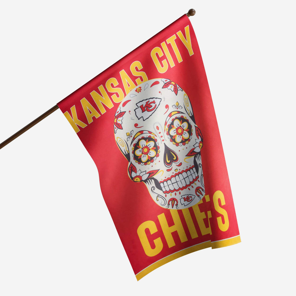 Kansas City Chiefs Day Of The Dead Vertical Flag FOCO - FOCO.com