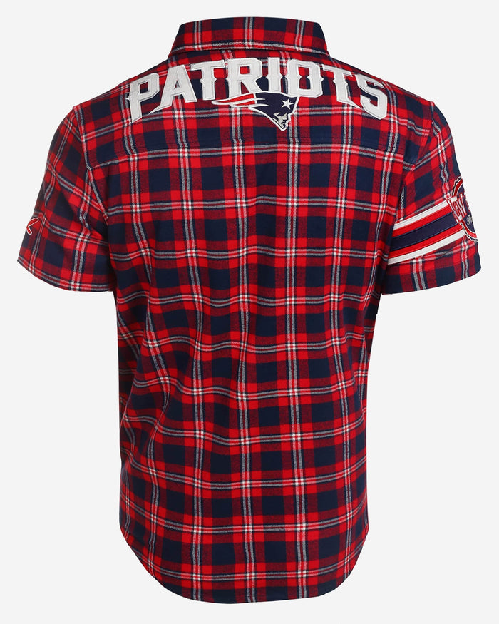 New England Patriots Colorblock Short Sleeve Flannel Shirt FOCO - FOCO.com