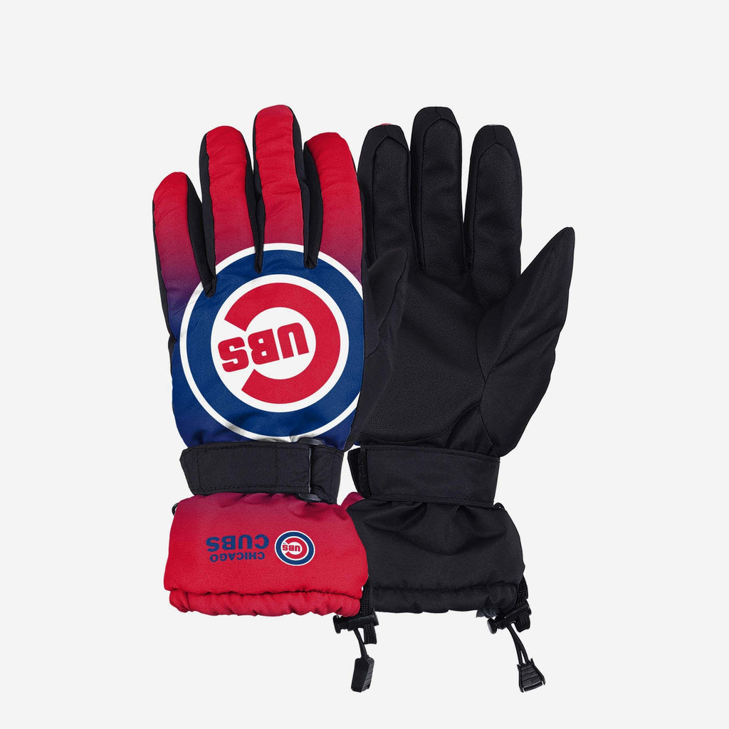 Chicago Cubs Gradient Big Logo Insulated Gloves FOCO S/M - FOCO.com