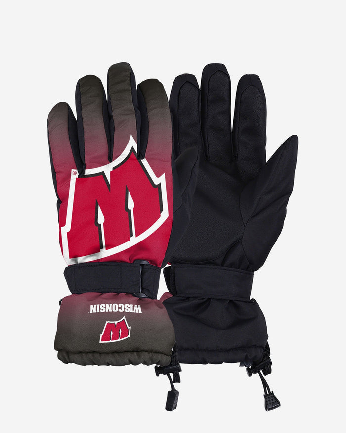 Wisconsin Badgers Gradient Big Logo Insulated Gloves FOCO S/M - FOCO.com