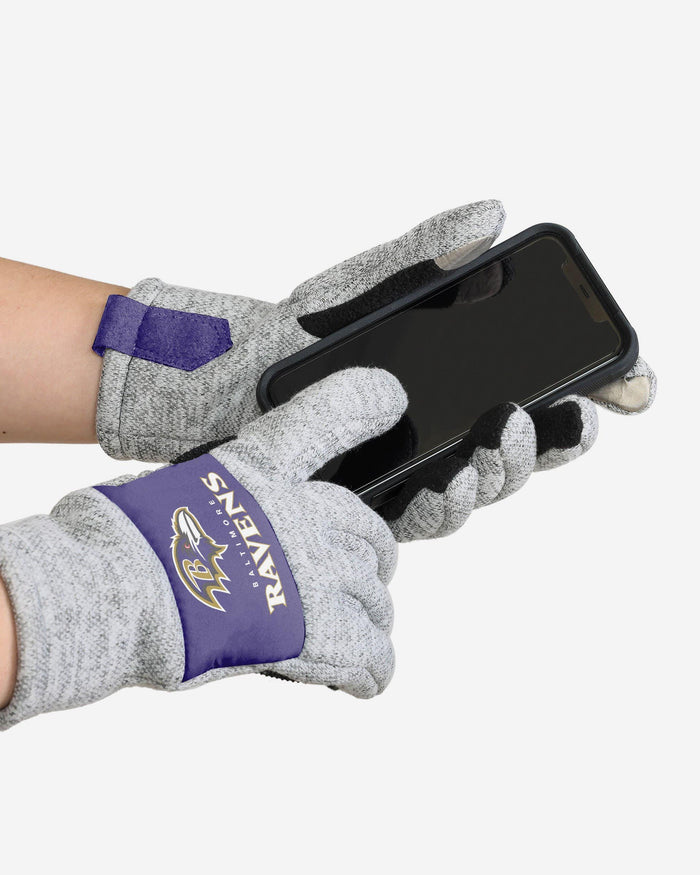 Baltimore Ravens Heather Grey Insulated Gloves FOCO - FOCO.com