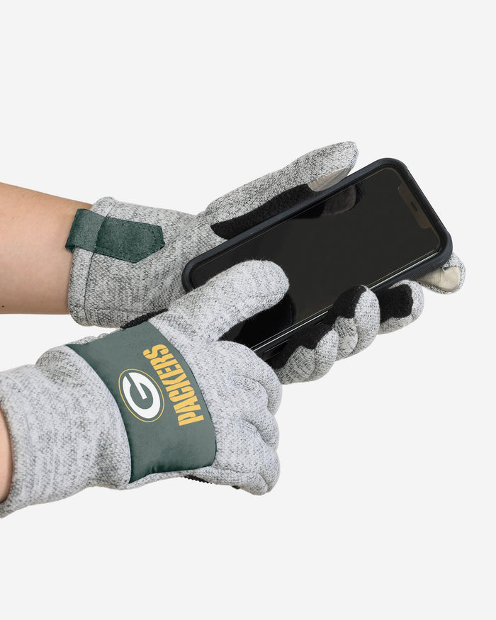 Green Bay Packers Heather Grey Insulated Gloves FOCO - FOCO.com