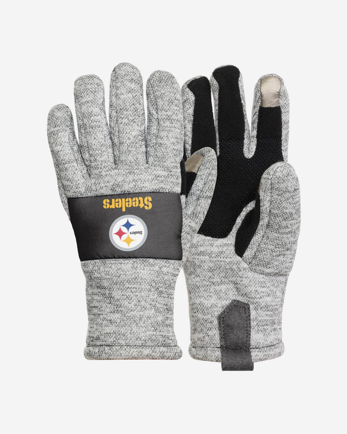 Pittsburgh Steelers Heather Grey Insulated Gloves FOCO S/M - FOCO.com