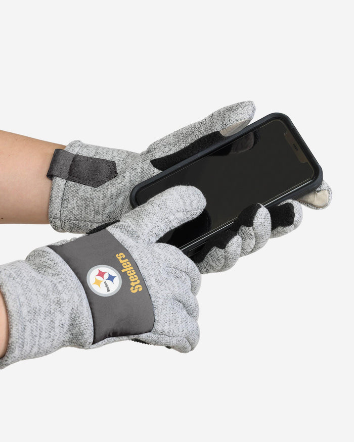 Pittsburgh Steelers Heather Grey Insulated Gloves FOCO - FOCO.com