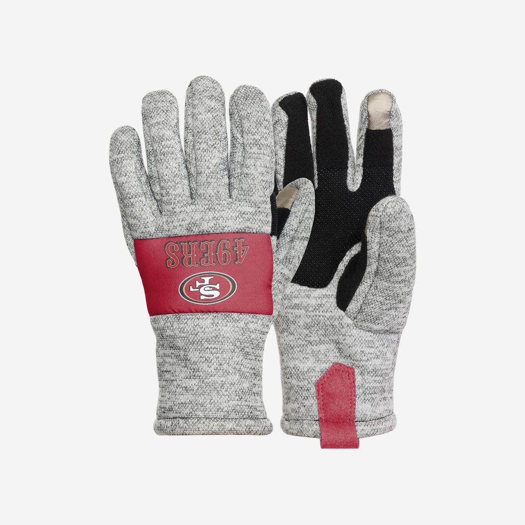 San Francisco 49ers Heather Grey Insulated Gloves FOCO S/M - FOCO.com