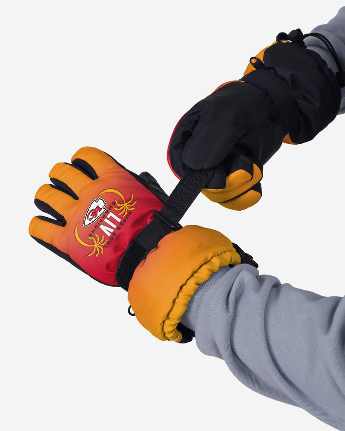 Kansas City Chiefs Super Bowl LIV Champions Gradient Big Logo Insulated Gloves FOCO - FOCO.com