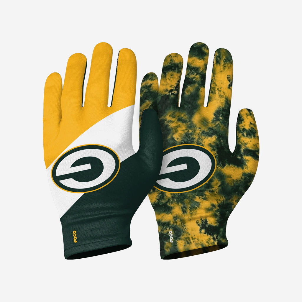 Green Bay Packers 2 Pack Reusable Stretch Gloves FOCO S/M - FOCO.com