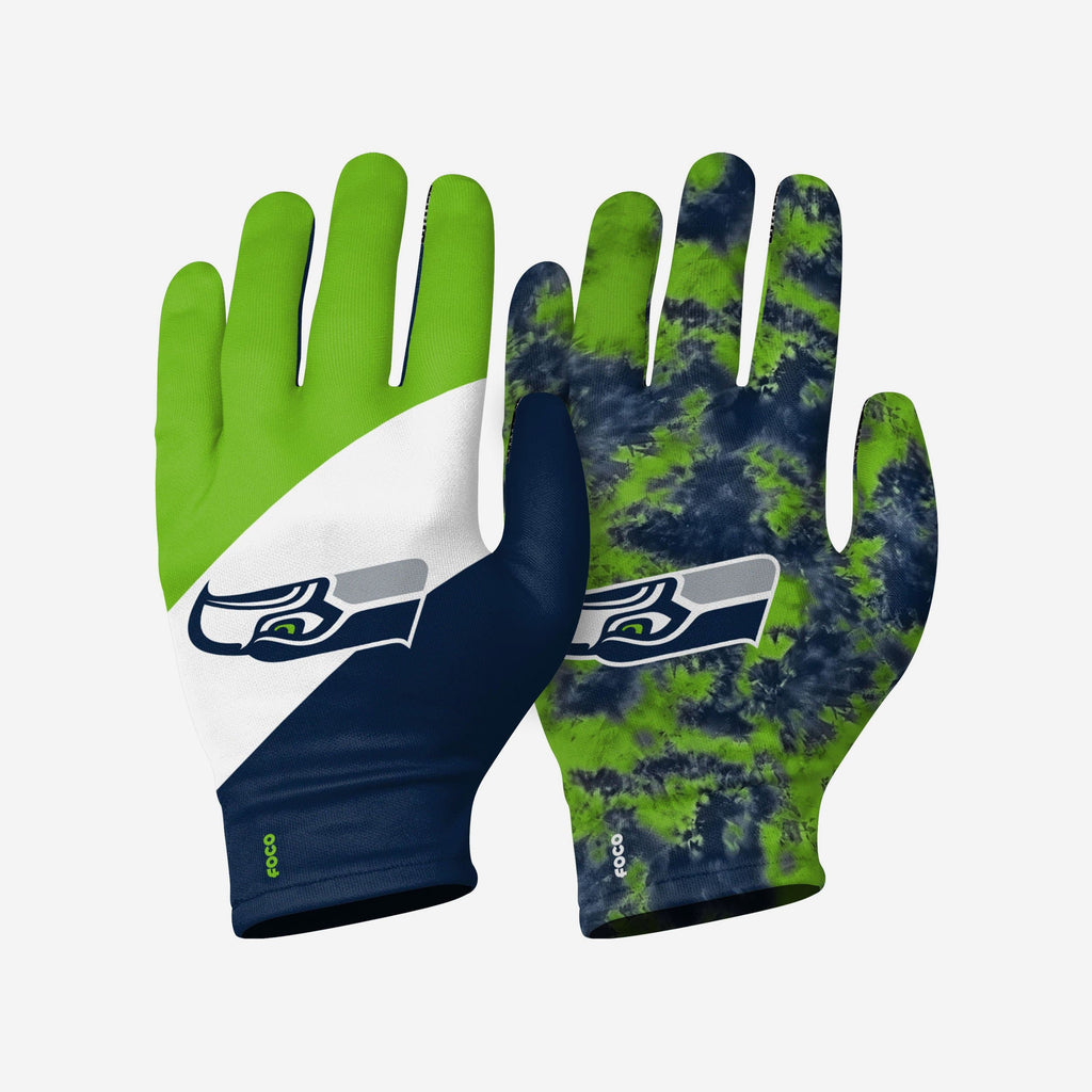 Seattle Seahawks 2 Pack Reusable Stretch Gloves FOCO S/M - FOCO.com