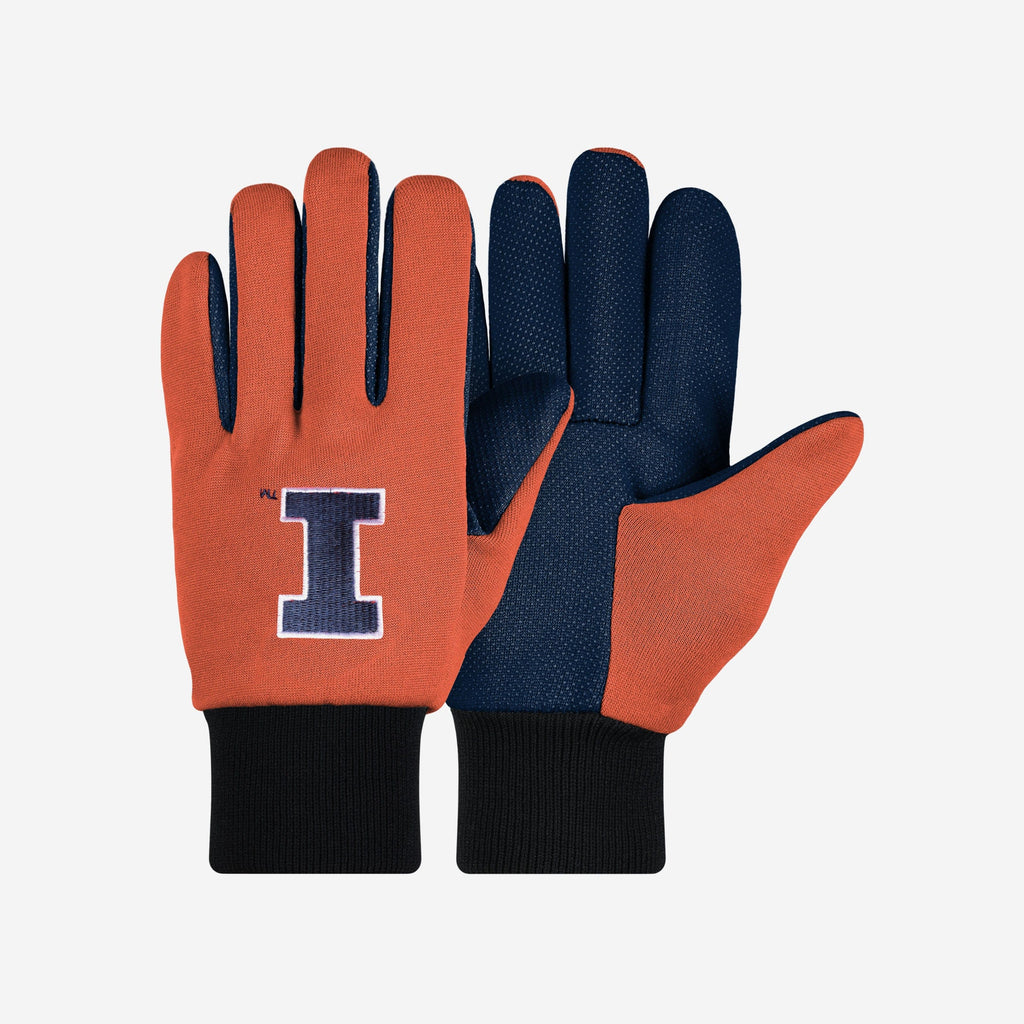 Illinois Fighting Illini Colored Palm Utility Gloves FOCO - FOCO.com
