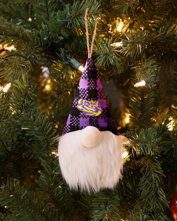 LSU Tigers Plaid Hat Plush Gnome Ornament FOCO - FOCO.com