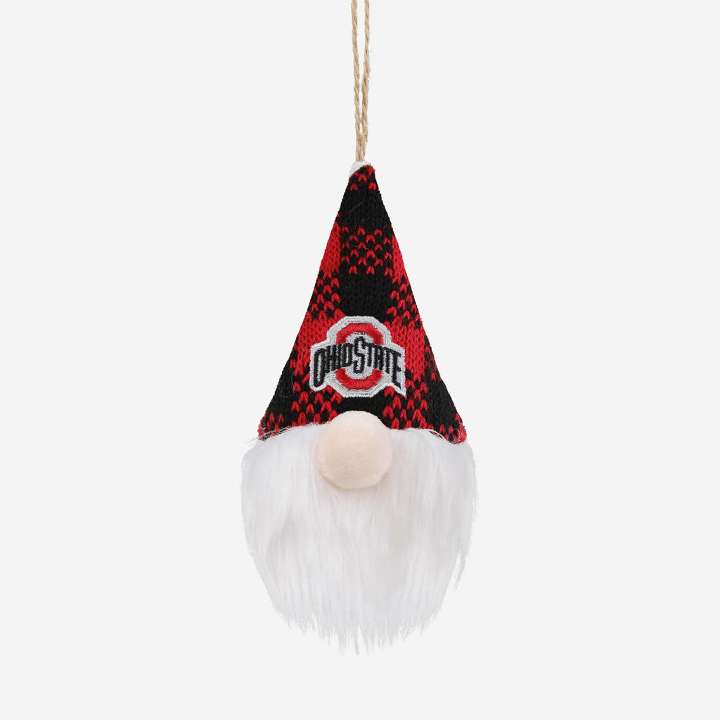 Ohio State Buckeyes Plaid Hat Plush Gnome Ornament FOCO - FOCO.com