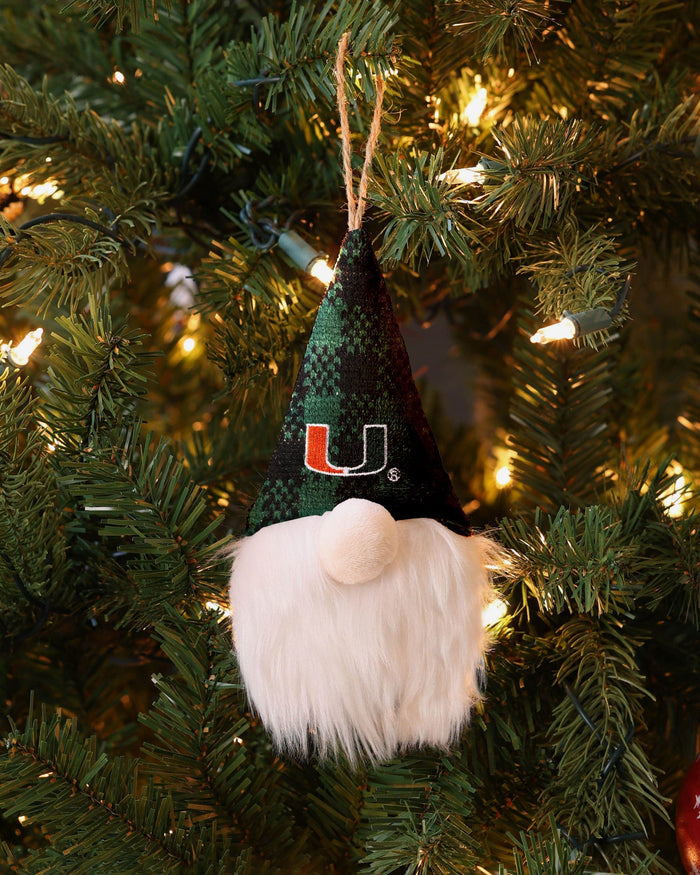 Miami Hurricanes Plaid Hat Plush Gnome Ornament FOCO - FOCO.com