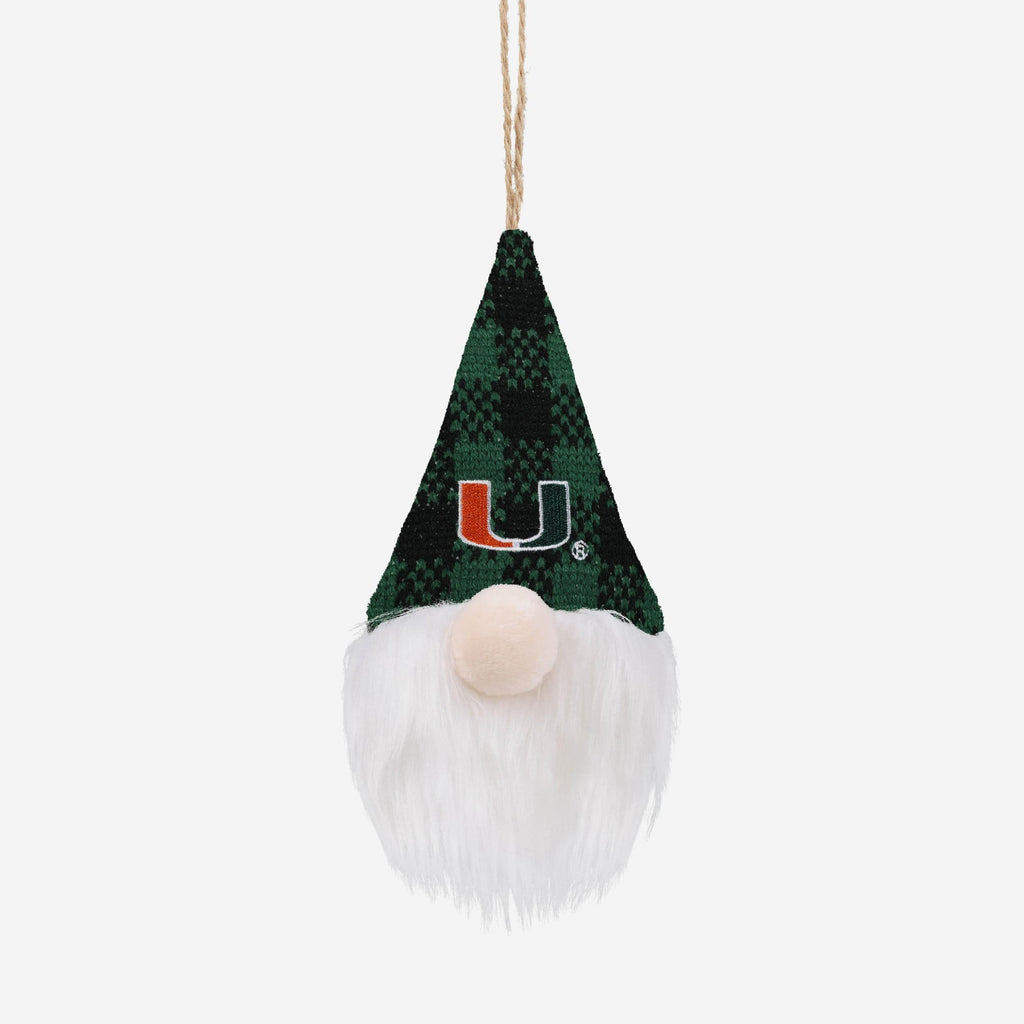Miami Hurricanes Plaid Hat Plush Gnome Ornament FOCO - FOCO.com