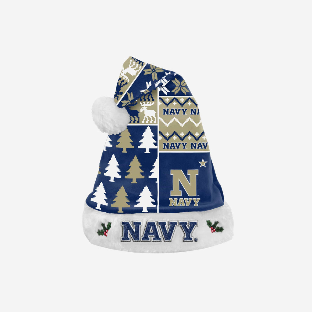 Navy Midshipmen Busy Block Family Holiday Santa Hat FOCO - FOCO.com