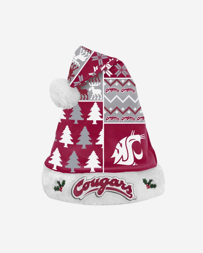 Washington State Cougars Busy Block Family Holiday Santa Hat FOCO - FOCO.com