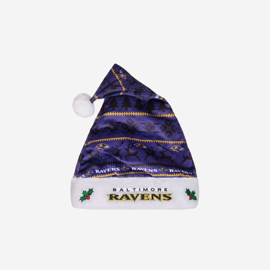 Baltimore Ravens Family Holiday Santa Hat FOCO - FOCO.com
