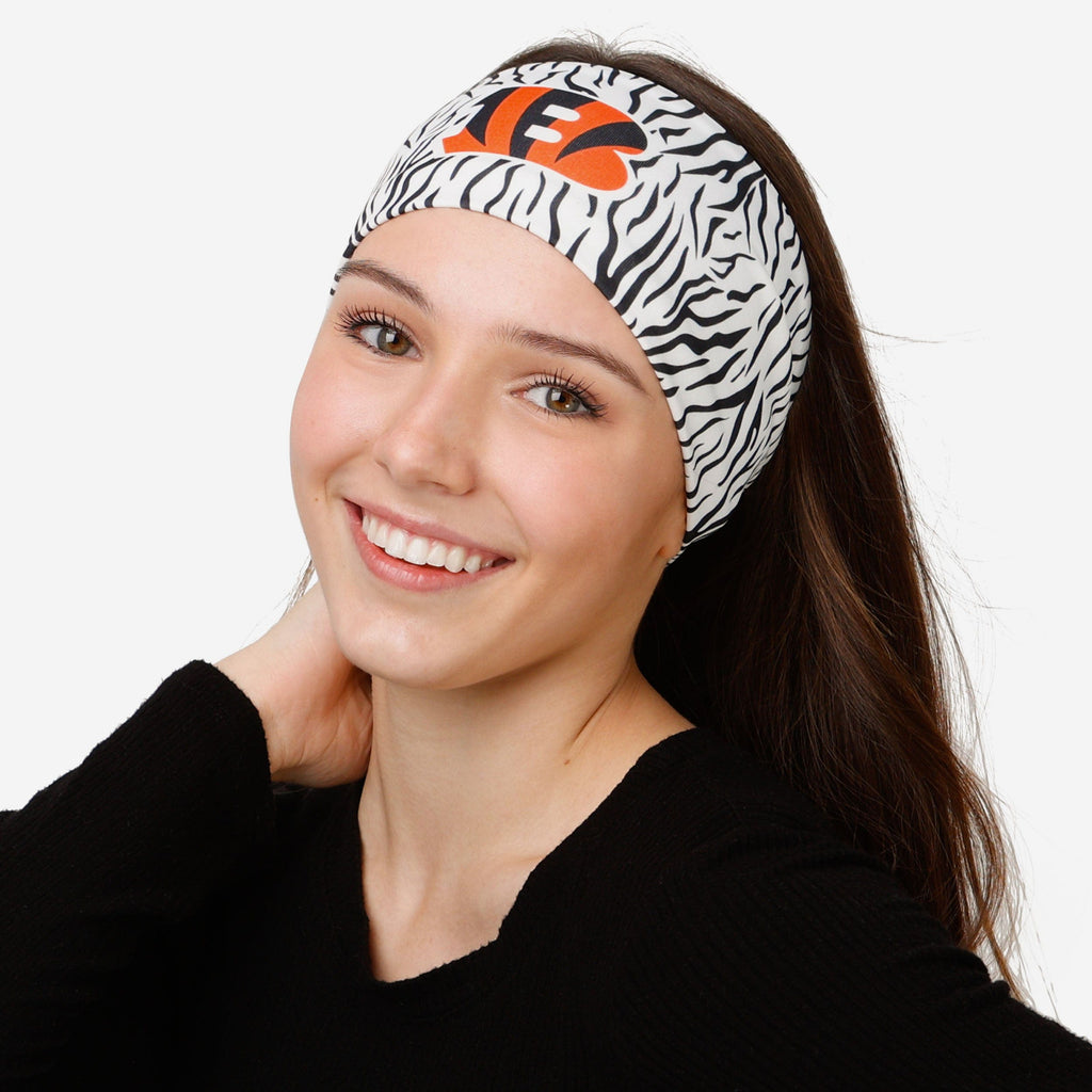 Cincinnati Bengals Womens White Stripe Printed Headband FOCO - FOCO.com