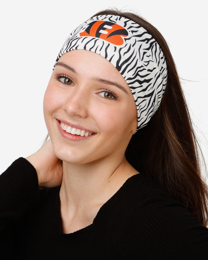Cincinnati Bengals Womens White Stripe Printed Headband FOCO - FOCO.com