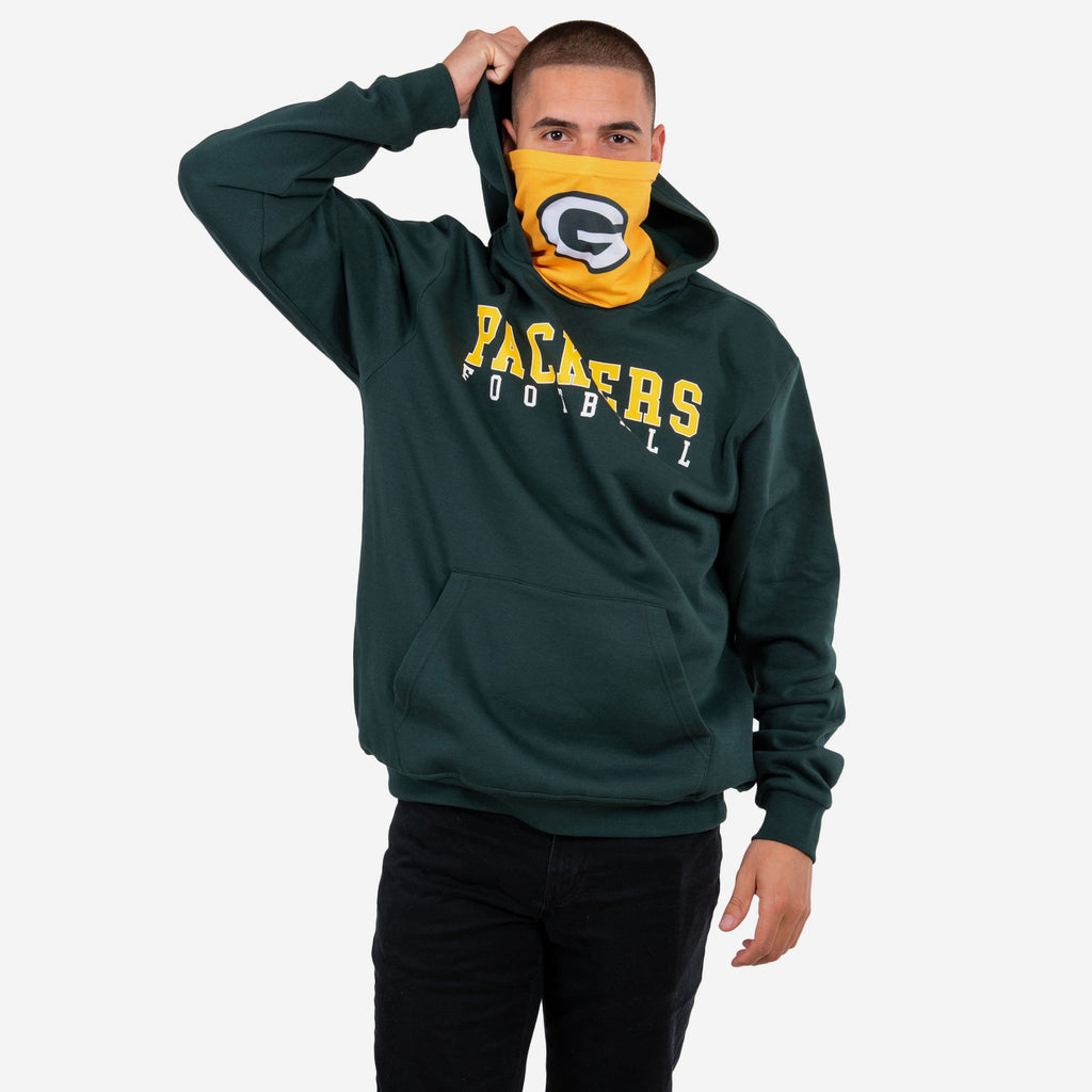 Green Bay Packers Solid Gaiter Hoodie FOCO S - FOCO.com