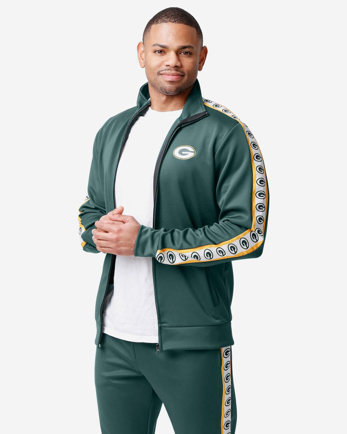 Green Bay Packers Stripe Logo Track Jacket FOCO - FOCO.com