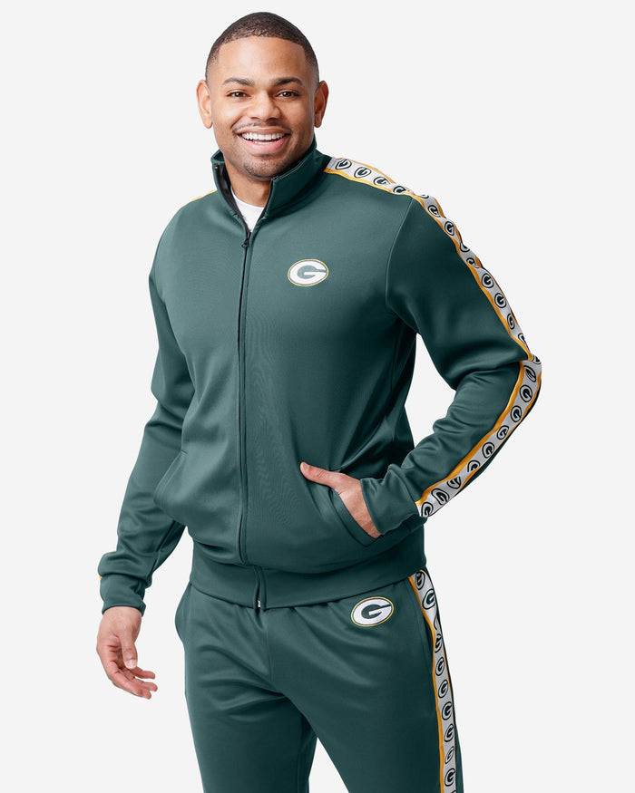 Green Bay Packers Stripe Logo Track Jacket FOCO S - FOCO.com