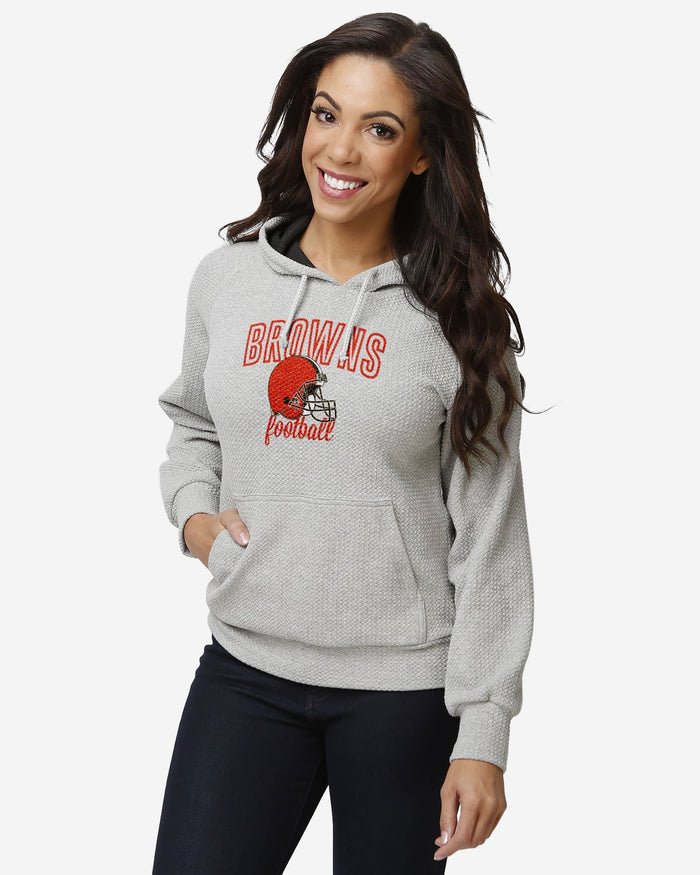 Cleveland Browns Original Womens Gray Woven Hoodie FOCO S - FOCO.com