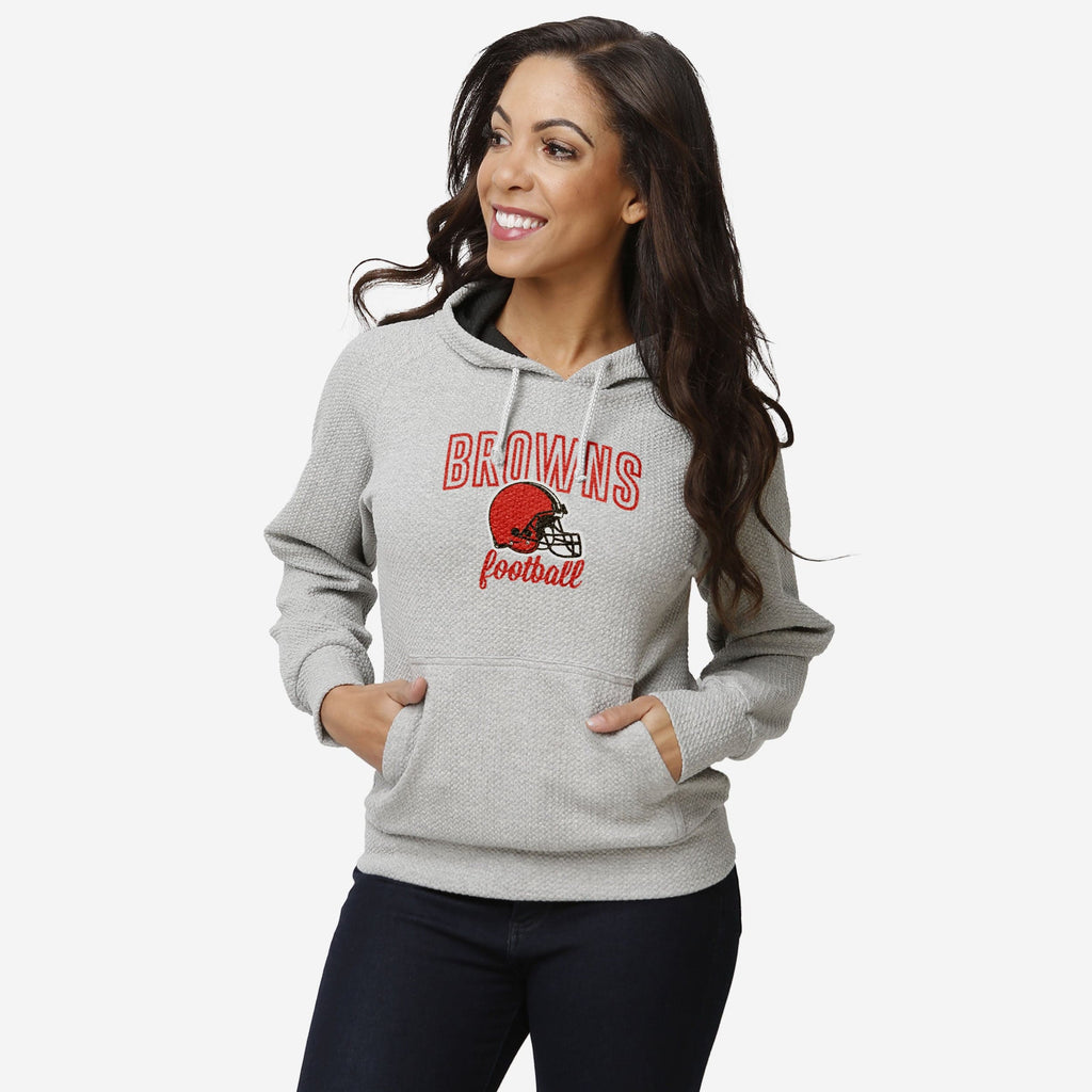 Cleveland Browns Womens Gray Woven Hoodie FOCO S - FOCO.com