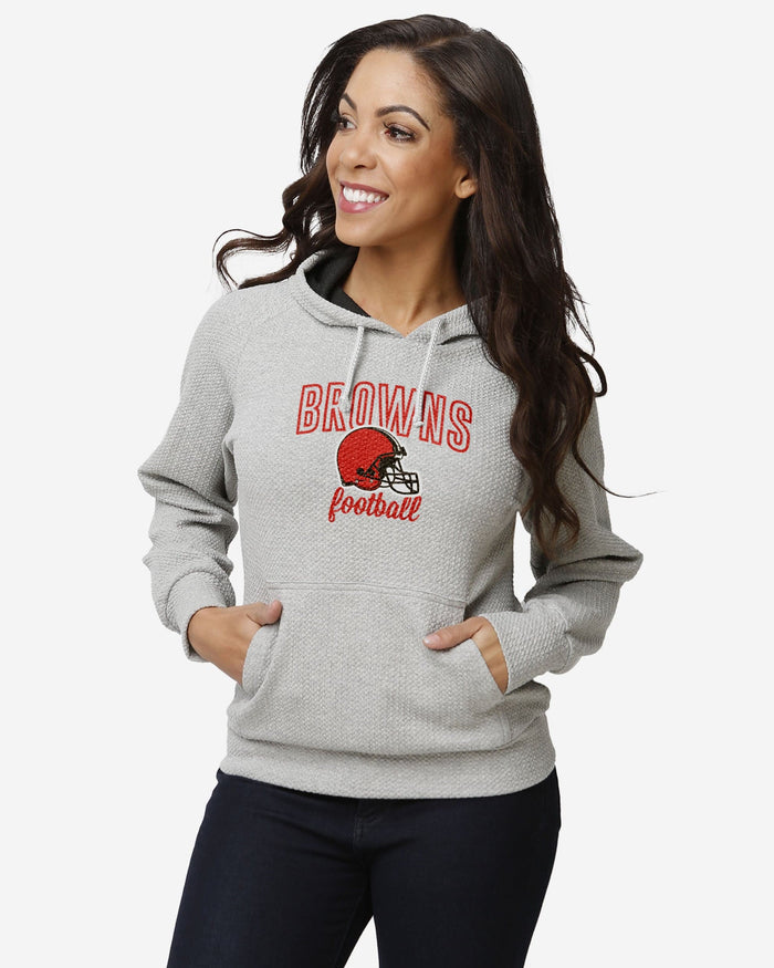 Cleveland Browns Womens Gray Woven Hoodie FOCO S - FOCO.com