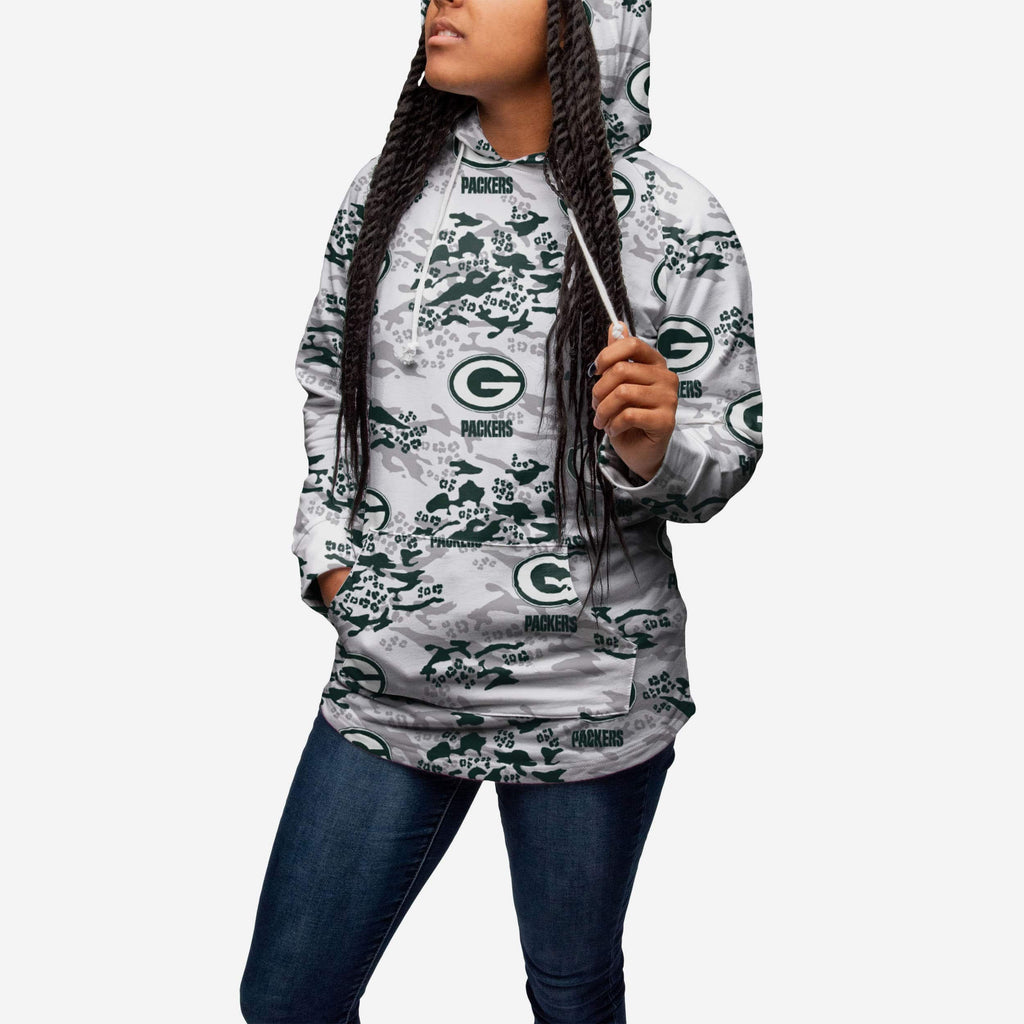 Green Bay Packers Womens Leopard Camo Hoodie FOCO - FOCO.com