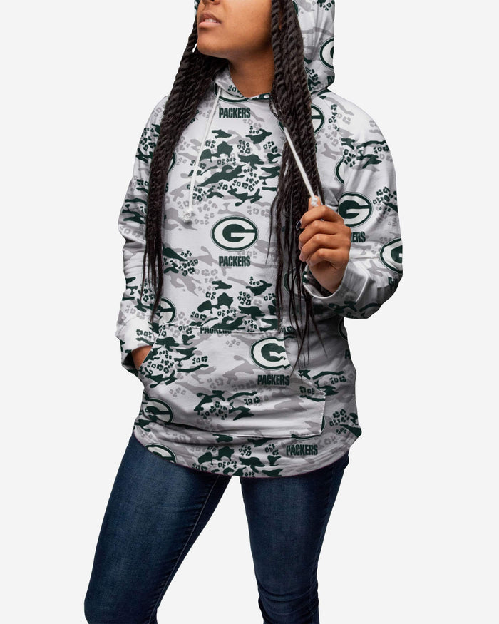 Green Bay Packers Womens Leopard Camo Hoodie FOCO - FOCO.com