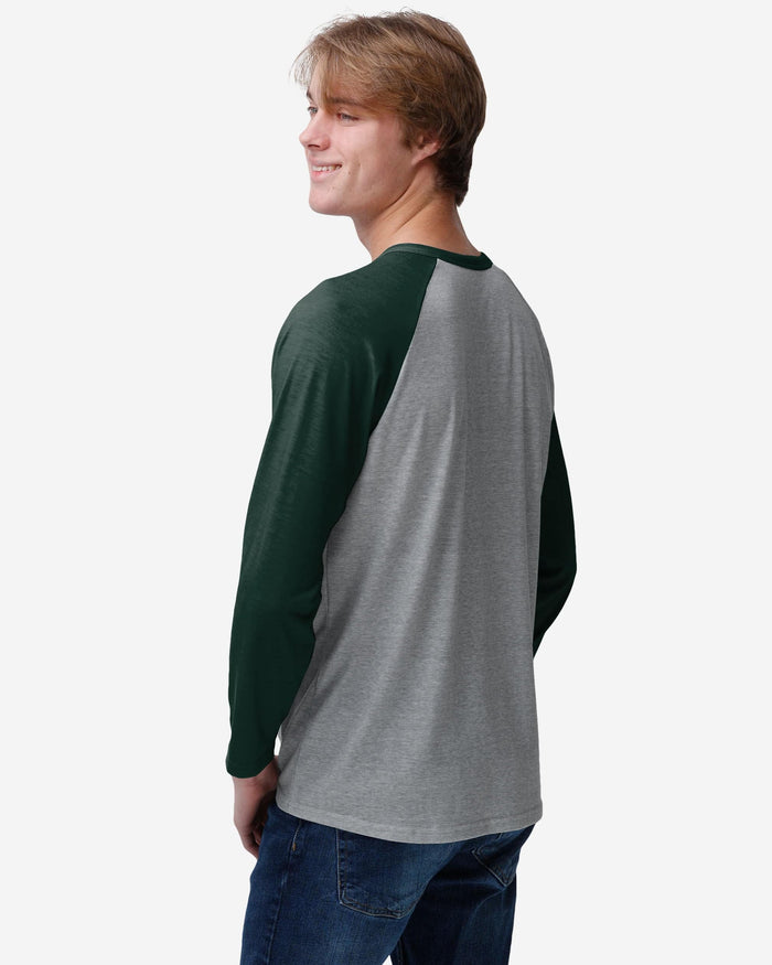 Green Bay Packers Team Logo Gray Long Sleeve Henley FOCO - FOCO.com