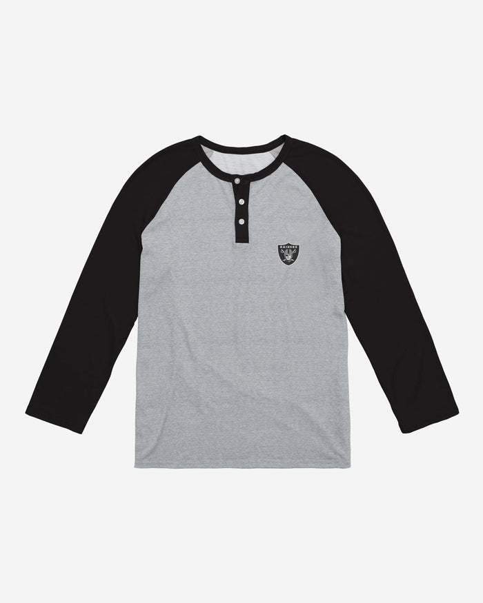 Las Vegas Raiders Team Logo Gray Long Sleeve Henley FOCO - FOCO.com