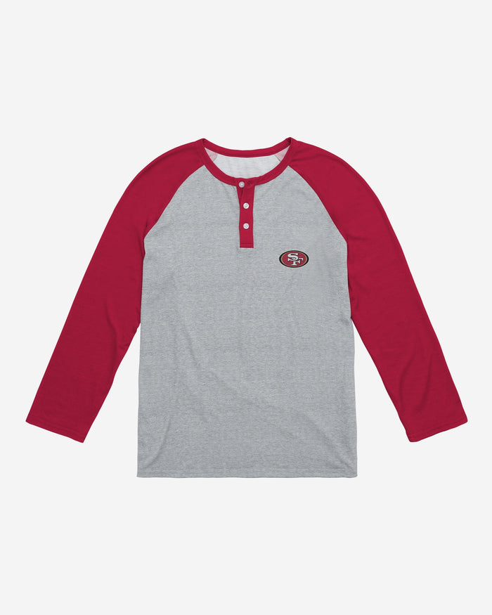 San Francisco 49ers Team Logo Gray Long Sleeve Henley FOCO - FOCO.com