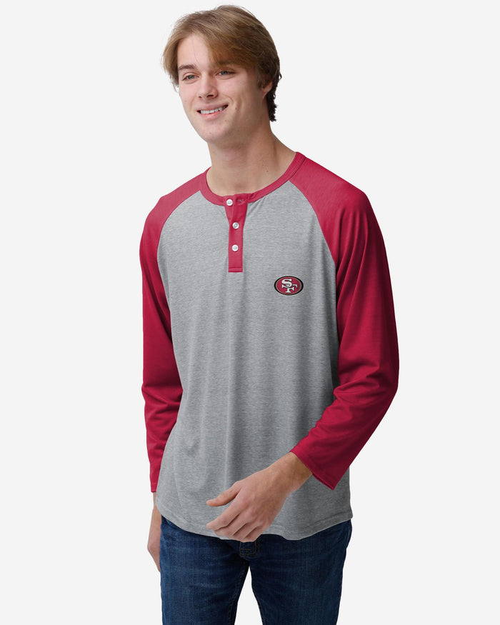 San Francisco 49ers Team Logo Gray Long Sleeve Henley FOCO S - FOCO.com