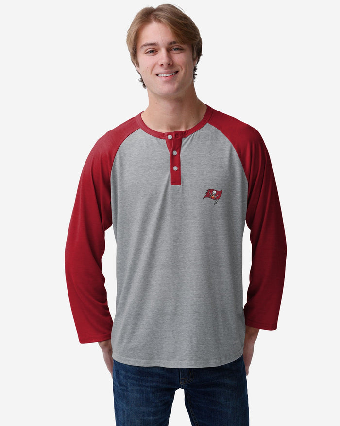 Tampa Bay Buccaneers Team Logo Gray Long Sleeve Henley FOCO S - FOCO.com