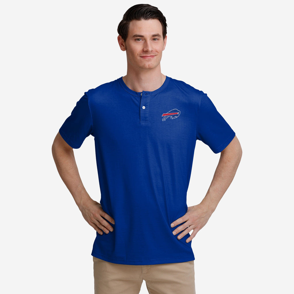 Buffalo Bills Solid Team Logo Short Sleeve Henley FOCO S - FOCO.com