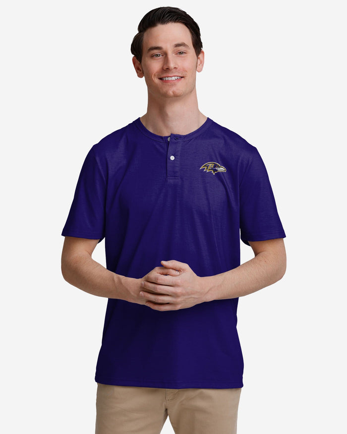 Baltimore Ravens Solid Team Logo Short Sleeve Henley FOCO S - FOCO.com