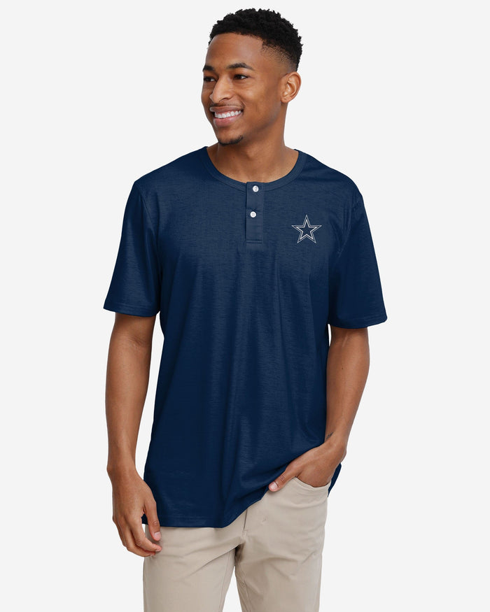 Dallas Cowboys Solid Team Logo Short Sleeve Henley FOCO S - FOCO.com