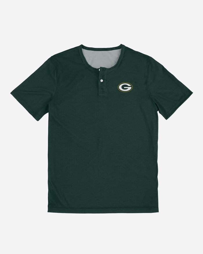 Green Bay Packers Solid Team Logo Short Sleeve Henley FOCO - FOCO.com