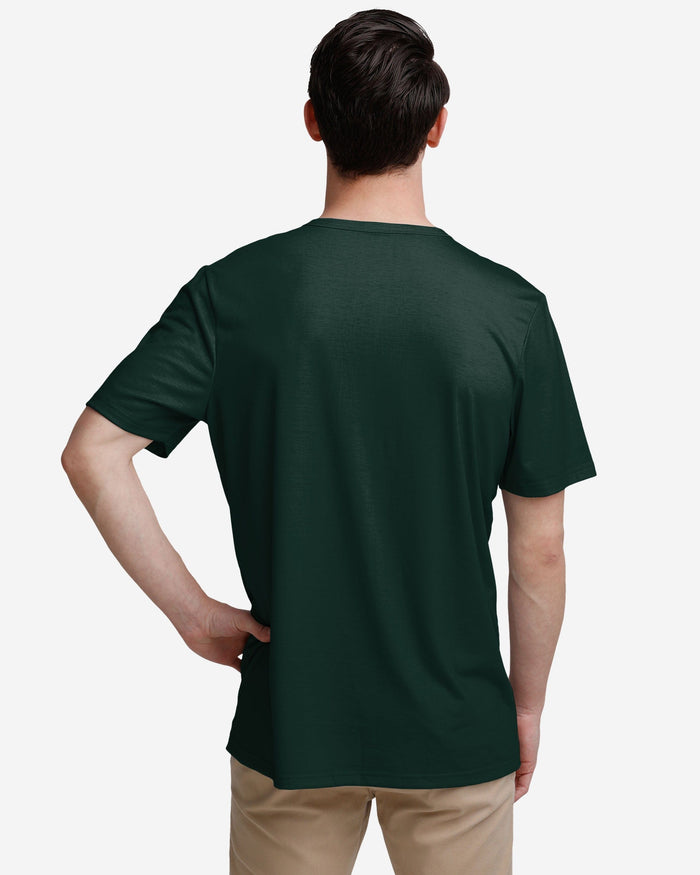 Green Bay Packers Solid Team Logo Short Sleeve Henley FOCO - FOCO.com